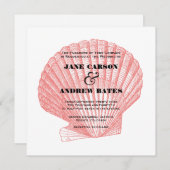 Korallenrote Muschel-Einladung Einladung (Vorne/Hinten)