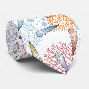 Korallenrote Muster-Krawatte niedlichen Strand Krawatte