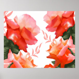 Korallenrote orange Rosen-Blume 20" x 16" Plakat