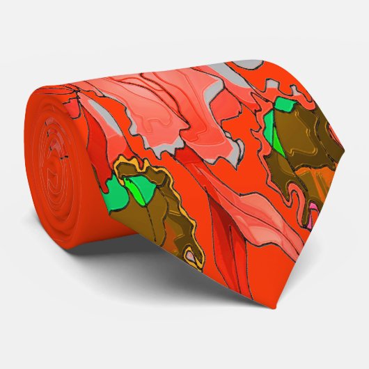 KORALLENROTE ORCHIDEE KRAWATTE (Gerollt)