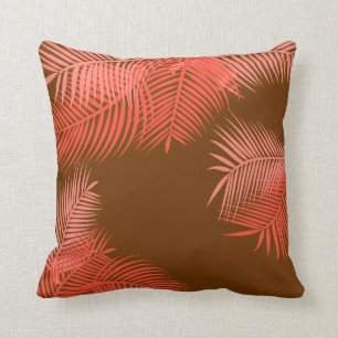 Korallenrote Palmblätter Kissen