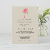 Korallenrote Palme Wedding | Einladung (Stehend Vorderseite)