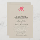 Korallenrote Palme Wedding | Einladung (Vorne/Hinten)