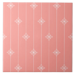 Korallenrote Pastellfarbblumenmuster Fliese