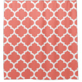 Korallenrote Pfirsich Quatrefoil Duschvorhang (Vorderseite)