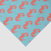 Korallenrote rosa KüstenSeepferde u. Blau Seidenpapier (Ausschnitt)