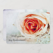 Korallenrote Rose - sind Sie meine Brautjungfer Einladung (Vorne/Hinten)