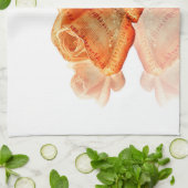 Korallenrote Rosen-Blüte mit Blatt-Musik Küchentuch (Gefaltet)