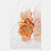 Korallenrote Rosen-Blüte mit Blatt-Musik Küchentuch (Vertikal)