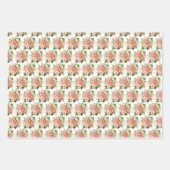 Korallenrote Rosen mit Laub Geschenkpapier Set (Vorderseite)