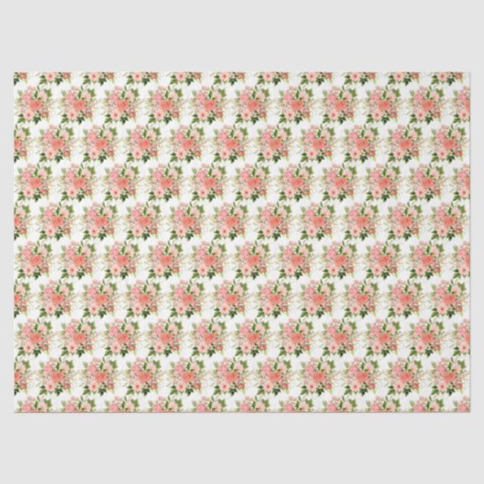 Korallenrote Rosen mit Laub Seidenpapier (Vorderseite)