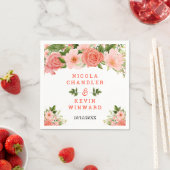 Korallenrote Rosen mit Laub Serviette (Beispiel)