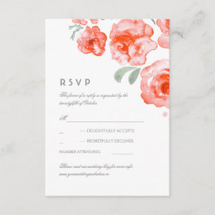 Korallenrote Rosenwatercolor-Hochzeit UAWG Karte