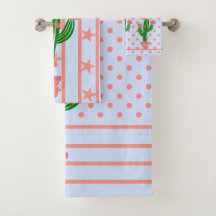 Korallenrote Sterne, Streifen, Tupfen und Kaktus