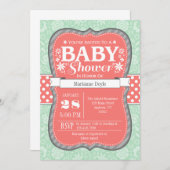 Korallenrote tadellose graue einladung (Vorne/Hinten)