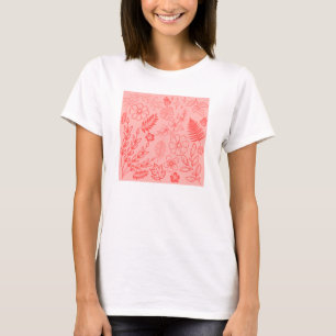 Korallenrote tropische Blumengestaltung T-Shirt