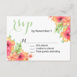 Korallenrote und rosa Blumenhochzeit UAWG Karte