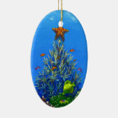 Korallenrote Weihnachtsbaumverzierung Keramikornament (Rechts)