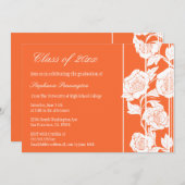 Korallenrote weiße BlumenAbschluss-Partymitteilung Einladung (Vorne/Hinten)