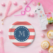 Korallenrote weiße Streifen Muster, Pappteller (Party)