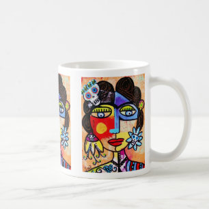 Korallenrote Zuckerschädel-Tasse, Kaffee, Tee Kaffeetasse