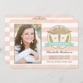 Korallenroter Aqua-körperliche Einladung (Vorne/Hinten)