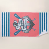 Korallenroter blauer Streifen des Seeanker-1. Strandtuch (Vorderseite)