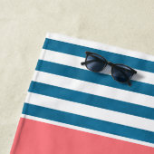 Korallenroter blauer Streifen des Seeanker-1. Strandtuch (Beispiel)