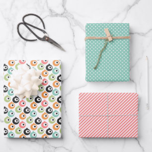 Korallenroter Blush-Pink-Mint-Blau-Grün-Schmuck Geschenkpapier Set