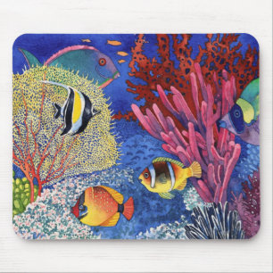Korallenroter Garten Mousepad