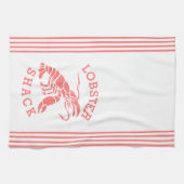 Korallenroter Hummer und Streifen-Design Geschirrtuch (Horizontal)