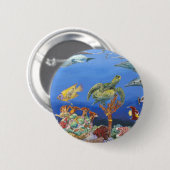 korallenroter Kopf Button (Vorne & Hinten)