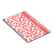 Korallenroter mit Monogramm Element-Druck Notizblock (Rechte Seite)