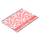 Korallenroter mit Monogramm Element-Druck Notizblock (Linke Seite)