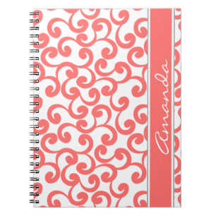Korallenroter mit Monogramm Element-Druck Notizblock