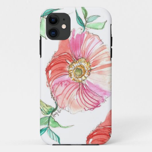 Korallenroter Mohnblumen-Aquarell iPhone Fall Case-Mate iPhone Hülle (Rückseite)