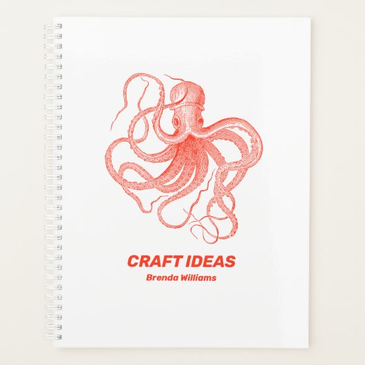 Korallenroter Oktopus auf weißem Hintergrund Planer (Vorderseite)