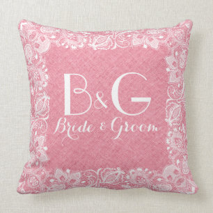 Korallenroter Rahmen und weißer Rahmen Kissen