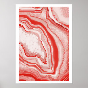 Korallenroter rosa Achat Geode Edelstein Poster