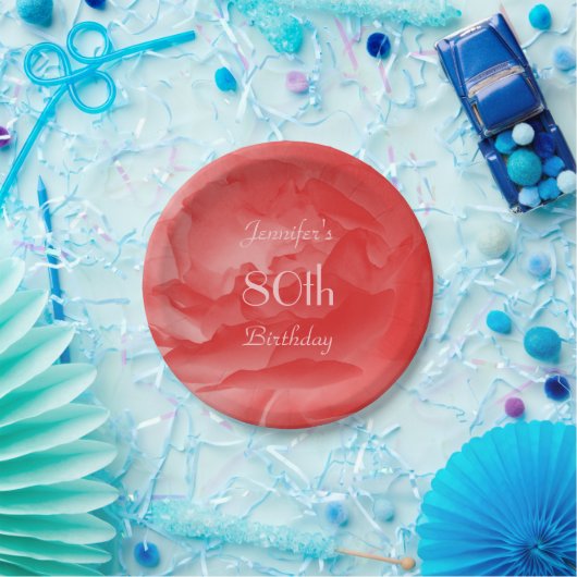 Korallenroter rosa Rosen-Papier-Teller, 80. Pappteller (Party)