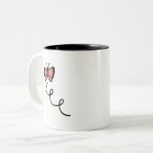 Korallenroter rosa Schmetterling Zweifarbige Tasse (Vorderseite Links)