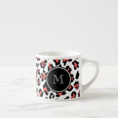 Korallenroter schwarzer Leopard-Tierdruck mit Espressotasse (Rechts)