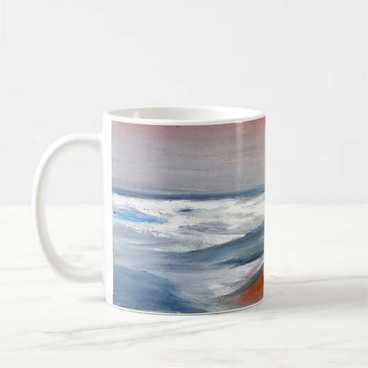 Korallenroter Strand-abstrakte Tasse (Links)