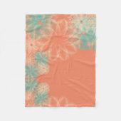 Korallenroter und aquamariner Blumenentwurf Fleecedecke (Vorderseite)