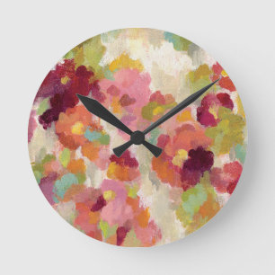 Korallenroter und Smaragdgarten Runde Wanduhr