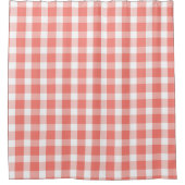 Korallenroter und weißer Büffel-kariertes Muster Duschvorhang (Vorderseite)