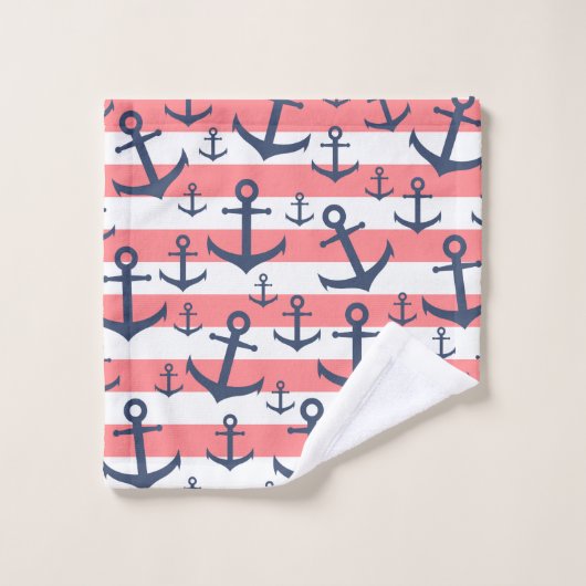 Korallenrotes Badhandtuch Set (Waschlappen)