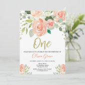 korallenrotes Blumenmädchen des 1. Einladung (Stehend Vorderseite)