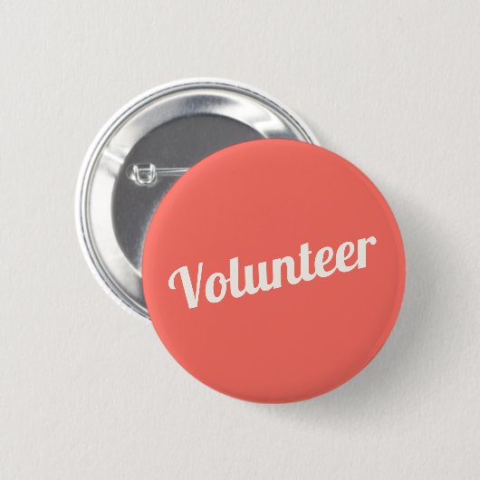 Korallenrotes Button-zurück-Volunteer-Tasten Button (Vorne & Hinten)
