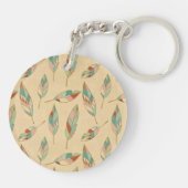 Korallenrotes Feder-Muster SüdwestGeo-Schritt-| Schlüsselanhänger (Rückseite)